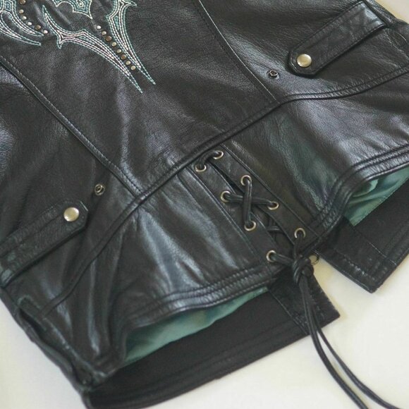 Harley Davidson Cascade Women's Leather Jacket Turquoise Tribal small tall EUC​ - Picture 5 of 10